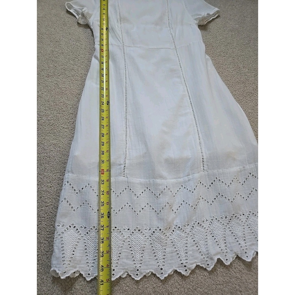 Old Navy Dress M White short Sleeve Midi Embroidered Lightweight cottage‎ Eyelet - Picture 10 of 12